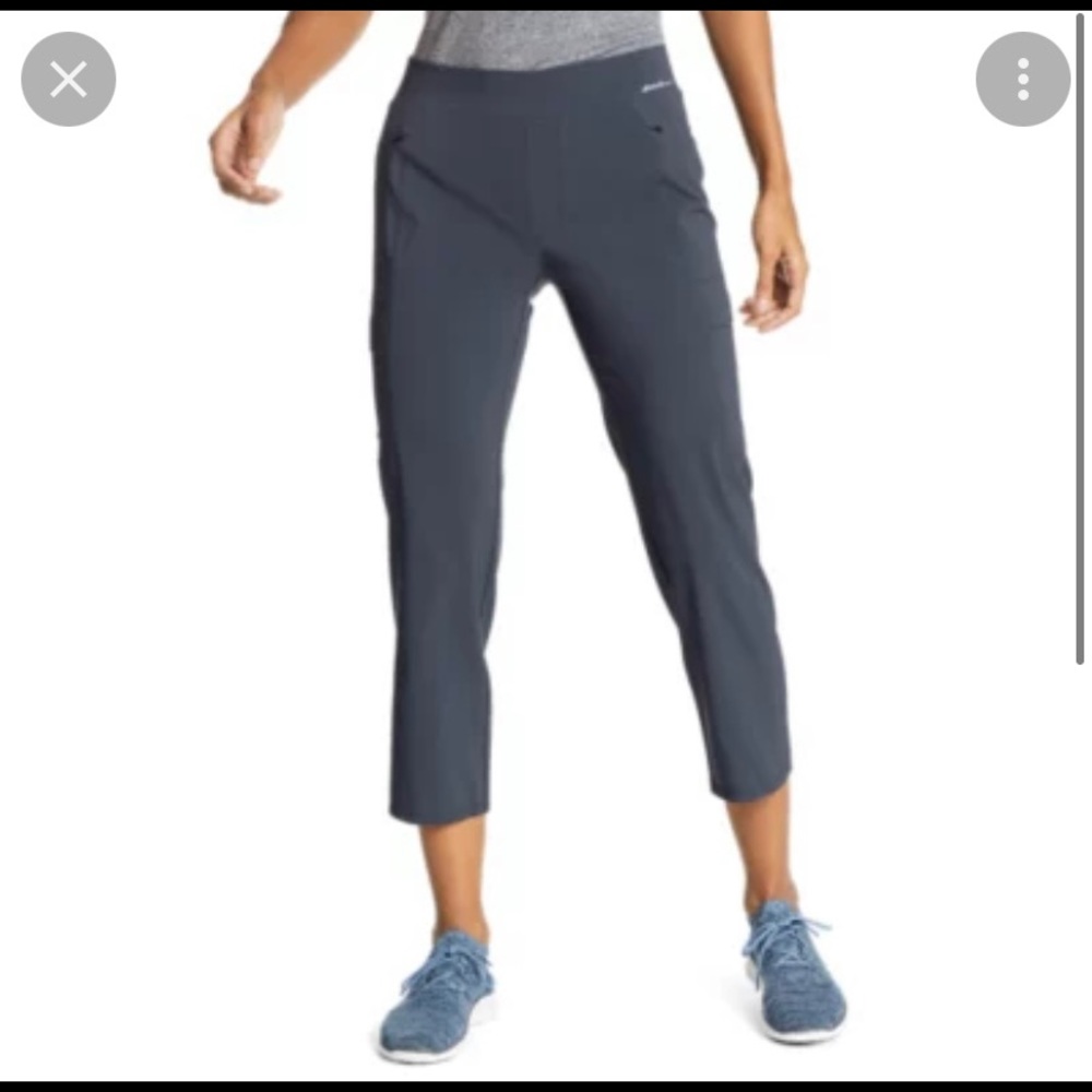 NWT Eddie Bauer Women Incline Crop Pants Petite 12 Grey Color